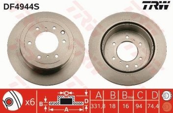 Купить DF4944S TRW Тормозные диски Pajero 4 (3.2, 3.8)