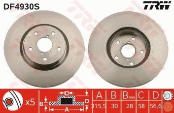 Купити DF4930S TRW Гальмівні диски Трибека (3.0, 3.6)