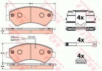 Купить GDB2072 TRW Тормозные колодки передние Боксер (2.2, 3.0) с датчиком износа