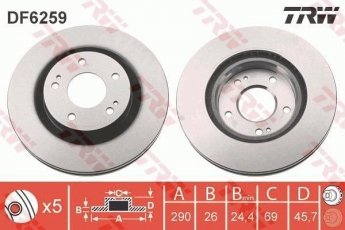 Купити DF6259 TRW Гальмівні диски Грандіс (2.0 DI-D, 2.4)