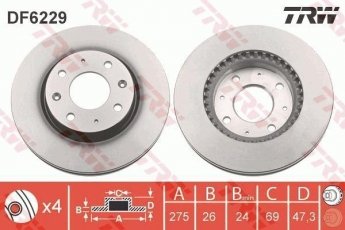 Купити DF6229 TRW Гальмівні диски Cerato (1.5, 1.6, 2.0)