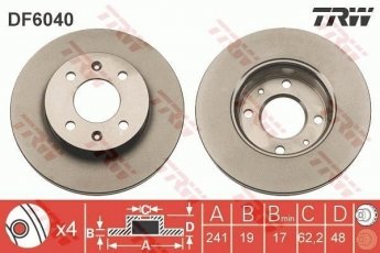 Купить DF6040 TRW Тормозные диски Getz (1.1, 1.3, 1.4, 1.5, 1.6)