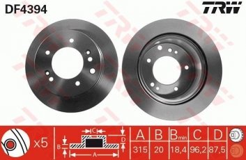Купить DF4394 TRW Тормозные диски Sorento (2.4, 2.5, 3.3, 3.5)