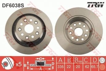 Купить DF6038S TRW Тормозные диски Лексус ЛС (460, 460 AWD, 600h)