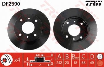Купить DF2590 TRW Тормозные диски Primera P10 (1.6, 2.0 D)