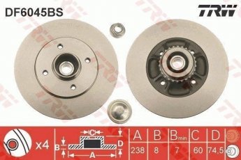 Купить DF6045BS TRW Тормозные диски Clio 2 (1.1, 1.4, 1.5, 1.6, 2.0)
