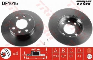 Купить DF1015 TRW Тормозные диски Twingo 1 (1.2, 1.2 16V)