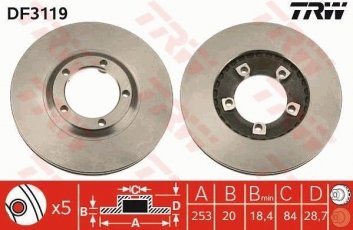 Купить DF3119 TRW Тормозные диски H100 (2.4, 2.5, 2.7)