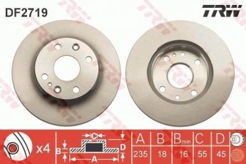 Купить DF2719 TRW Тормозные диски Мазда 323 (БА, БГ) (1.3, 1.6, 1.7)