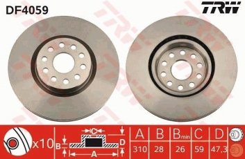 Купить DF4059 TRW Тормозные диски Alfa Romeo 166 (2.0, 2.4, 2.5, 3.0, 3.2)