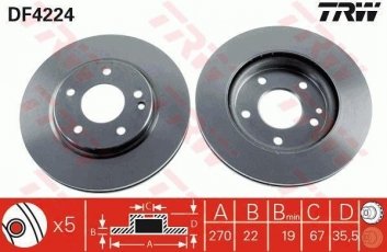 Купить DF4224 TRW Тормозные диски Vaneo W414 (1.6, 1.7 CDI, 1.9)