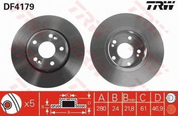 Купить DF4179 TRW Тормозные диски Лагуну 2 (1.6, 1.8, 1.9, 2.0)