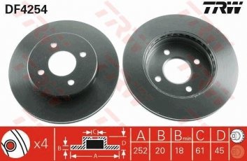 Купить DF4254 TRW Тормозные диски Альмера (Н15, Н16) (1.4, 1.6, 2.0)
