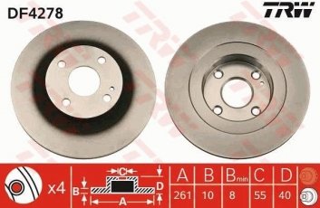 Купить DF4278 TRW Тормозные диски Mazda 323 (BA, BJ) (1.3, 1.6, 1.8, 2.0)