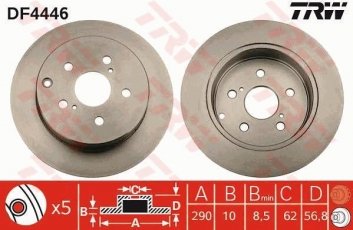 Купить DF4446 TRW Тормозные диски Corolla (120, 140, 150) (1.6, 1.8, 2.0, 2.2)