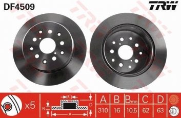 Купить DF4509 TRW Тормозные диски Lexus GS (3.0, 4.0, 4.3)