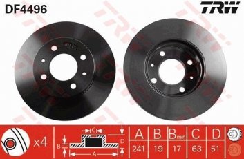 Купити DF4496 TRW Гальмівні диски Акцент (1.3, 1.5, 1.6)