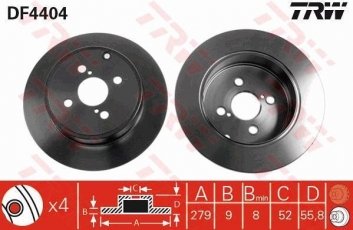 Купить DF4404 TRW Тормозные диски Королла (110, 120, 140, 150) (1.4, 1.8, 2.0)