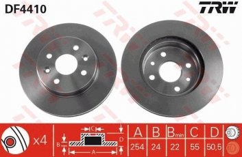 Купить DF4410 TRW Тормозные диски Киа Рио (1.3, 1.5 16V)