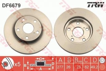 Купить DF6679 TRW Тормозные диски Королла (1.3, 1.4, 1.6, 1.8)