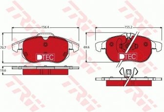 Купити GDB1613DTE TRW Гальмівні колодки передні Сігнум подготовлено для датчика износа колодок