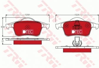 Купити GDB1389DTE TRW Гальмівні колодки задні XC70 (2.4, 2.5) без датчика зносу