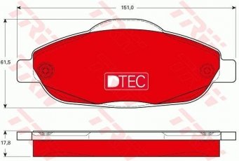 Купить GDB1761DTE TRW Тормозные колодки передние Peugeot 308 (1.4, 1.6, 2.0) без датчика износа