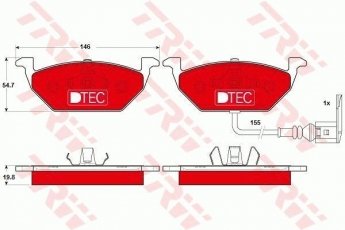 Купить GDB1386DTE TRW Тормозные колодки передние Туран 2.0 FSI с датчиком износа