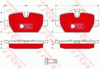 Купить GDB1612DTE TRW Тормозные колодки задние БМВ Е81 (1.6, 2.0) подготовлено для датчика износа колодок