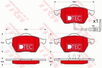 Купить GDB1403DTE TRW Тормозные колодки передние Битл (1.8, 2.3, 2.5, 3.2) с датчиком износа