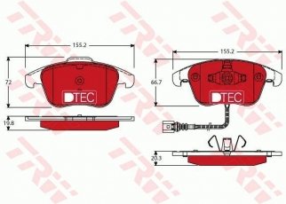 Купить GDB1762DTE TRW Тормозные колодки передние Sharan (1.4, 1.8, 2.0) с датчиком износа