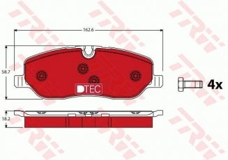 Купить GDB1631DTE TRW Тормозные колодки передние Дискавери (2.7, 3.0, 4.0, 4.4) подготовлено для датчика износа колодок