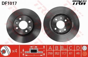 Купить DF1017 TRW Тормозные диски Espace (1, 2) (2.0, 2.1, 2.2)
