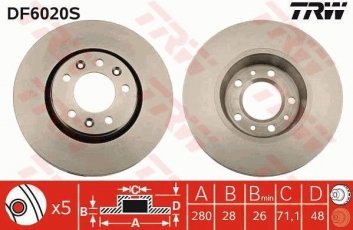 Купить DF6020S TRW Тормозные диски Scudo 1.6 D Multijet