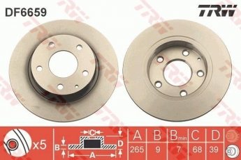 Купить DF6659 TRW Тормозные диски Мазда 3 БМ (1.5, 2.0, 2.2 D)