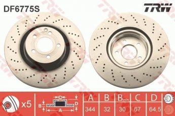 Купить DF6775S TRW Тормозные диски Мерседес 204 (1.8, 2.1)