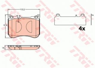 Тормозная колодка GDB2144 TRW – подготовлено для датчика износа колодок фото 1