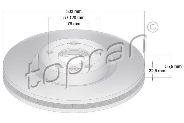 Купить 110 429 Topran Тормозные диски Транспортер Т5 (1.9, 2.0, 2.5, 3.2)