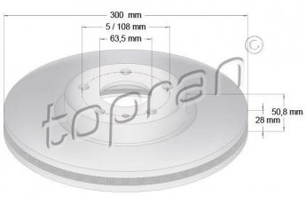 Купить 304 854 Topran Тормозные диски Mondeo 5 (1.0, 1.5, 1.6, 2.0, 2.5)