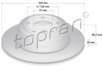 Купить 502 874 Topran Тормозные диски БМВ Е60 (Е60, Е61) (2.5, 3.0)