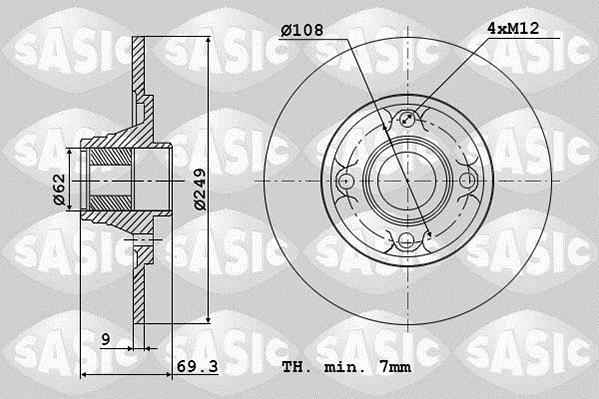 Купити 6100004 Sasic Гальмівні диски Citroen C3 Picasso (1.2, 1.4, 1.6)