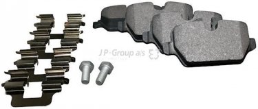 Купить 1463700510 JP Group Тормозные колодки задние БМВ Е81 (1.6, 2.0) подготовлено для датчика износа колодок