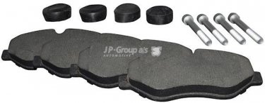 Купить 1163601710 JP Group Тормозные колодки передние Крафтер (35, 50) (2.0 TDI, 2.0 TDI 4motion, 2.5 TDI) подготовлено для датчика износа колодок