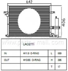 Купить PXNCC-018 Parts-Mall Радиатор кондиционера Lacetti (1.4, 1.6, 1.8, 2.0)