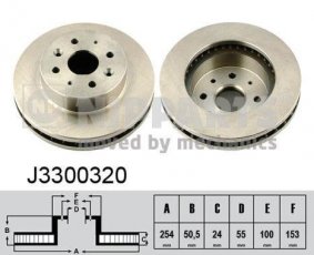 Купить J3300320 Nipparts Тормозные диски Kia Rio (1.3, 1.4, 1.5, 1.6)