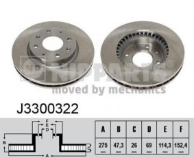Купить J3300322 Nipparts Тормозные диски Cerato (1.5, 1.6, 2.0)