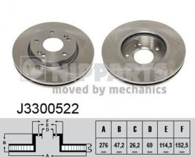 Купить J3300522 Nipparts Тормозные диски Santa FE (2.0, 2.4, 2.7)