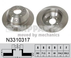 Купить N3310317 Nipparts Тормозные диски Соренто (2.0, 2.2, 2.4, 3.5)