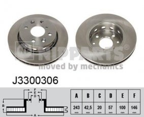 Купить J3300306 Nipparts Тормозные диски Sephia (1.5 i, 1.6 i, 1.8 i 16V)
