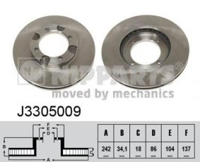 Купить J3305009 Nipparts Тормозные диски Lancer (1.2, 1.3, 1.4, 1.5, 1.8)